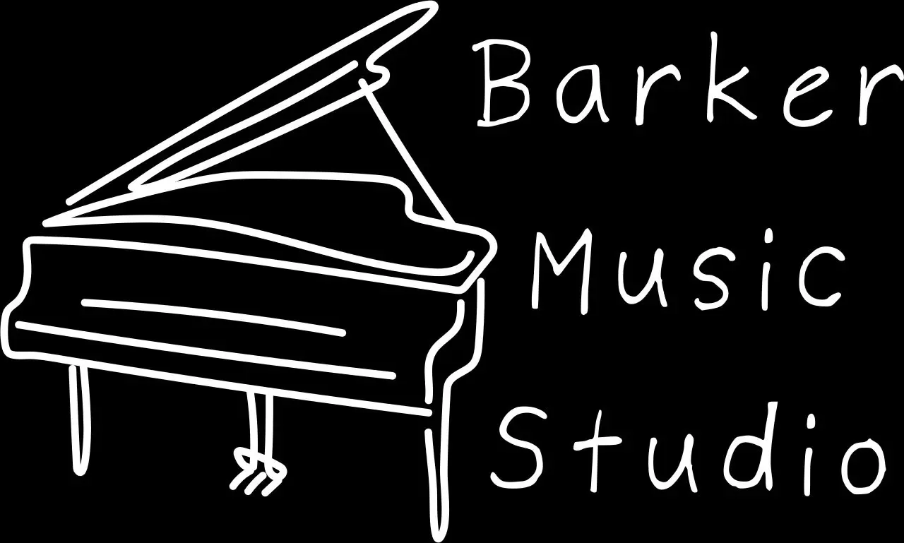 Barker Music Studio logo with a piano.