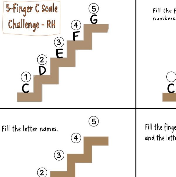 A step by step picture of how to fill the letter names.