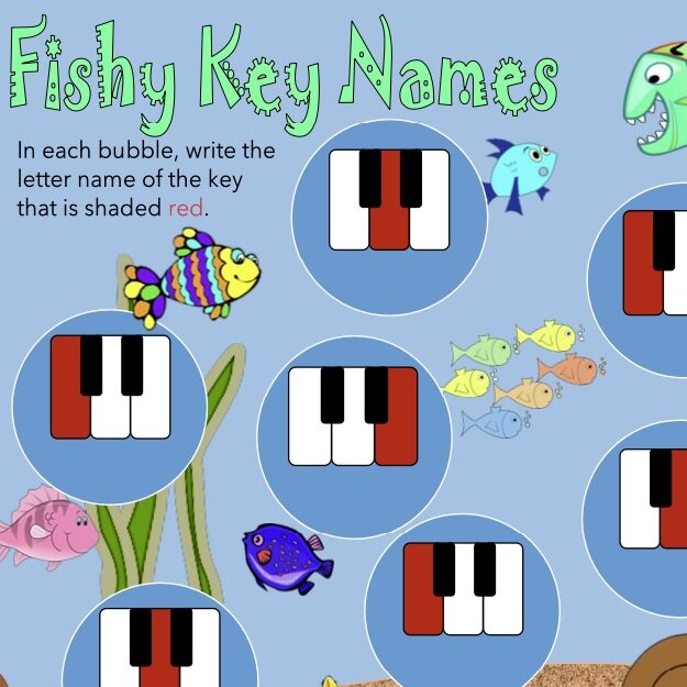 A sheet with fish and keys on it.