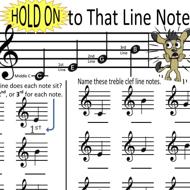 A sheet music with notes and the words hold on to that line note.