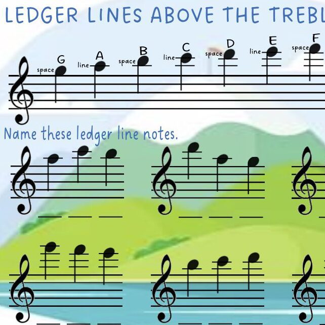 A sheet music with treble and bass clefs.