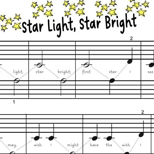 A sheet music with the words " star light, star bright ".
