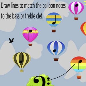A bunch of hot air balloons with music notes on them