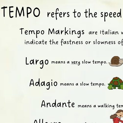 A poster with different types of tempo words.