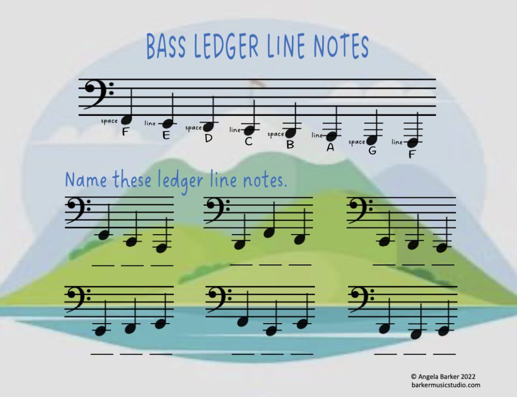 Note Below Ledger Line Notes Below the Bass Staff - Barker Music Studio