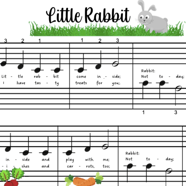 Little rabbit music sheet with lyrics.