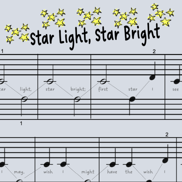 A sheet music with stars written on it.