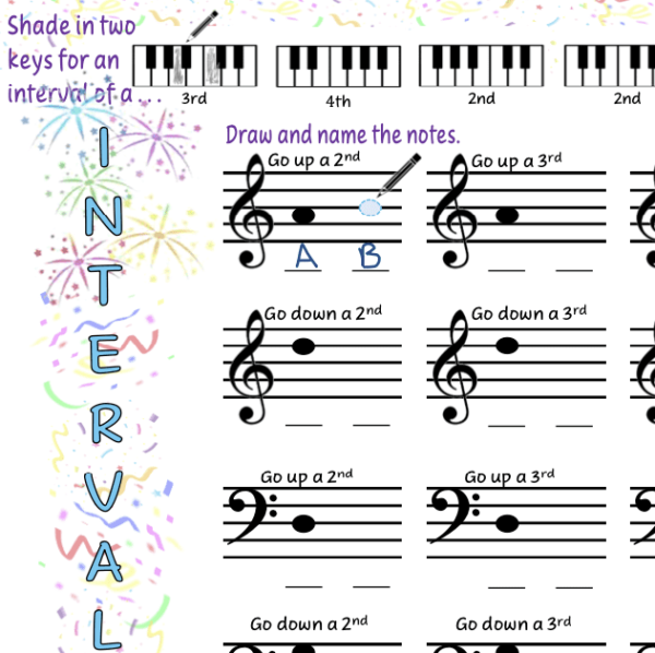 A sheet of music with notes and keys.