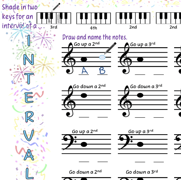 A sheet of music with notes and keys.